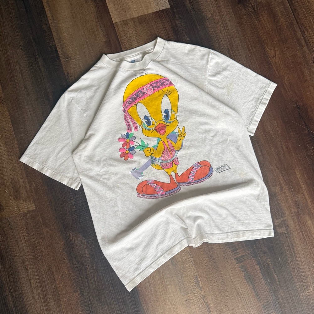 Men’s Large Hippy Tweety 1988 T Shirt Vintage Skate